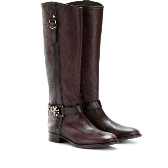 Tory Burch Elian Leather Tall Riding Boots size 9.5 Brown - Picture 1 of 16